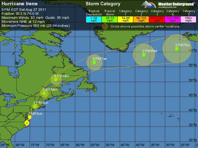 Five Day Forecast Hurricane Irene