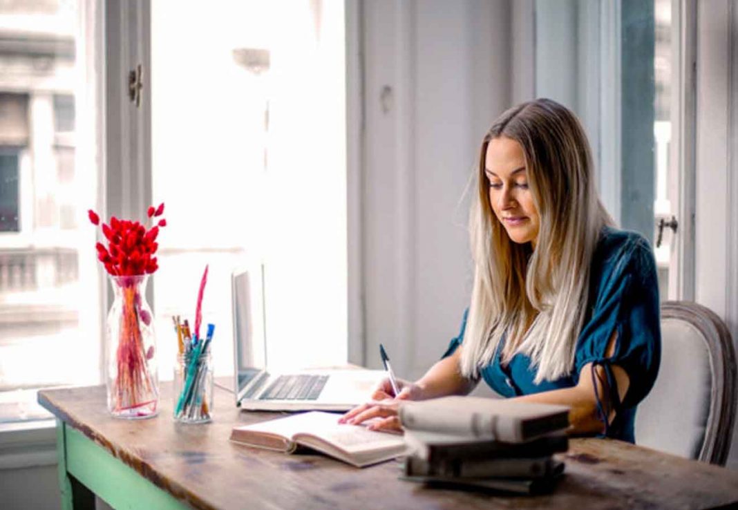 Woman working on computer