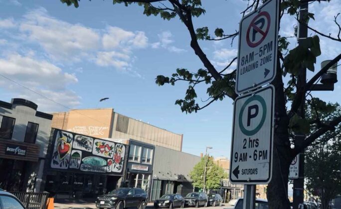 No signs marking the changes to parking rules