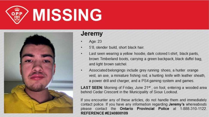 OPP Continues Search for Missing Sioux Lookout Resident Jeremy Sergerie