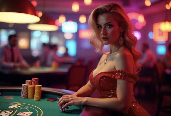 Woman playing at Casino