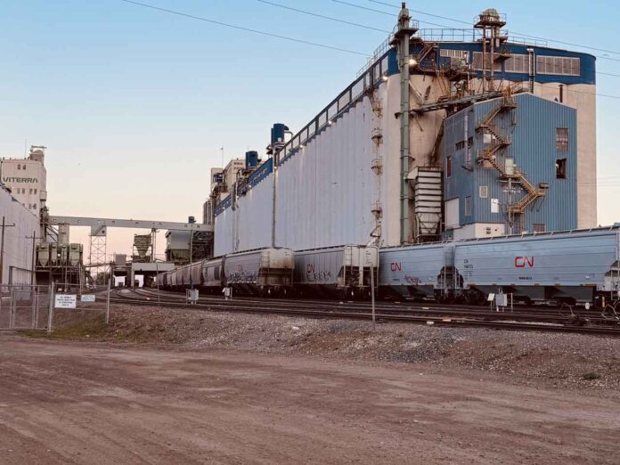 Grain Elevators in Thunder Bay with CN Rail grain cars