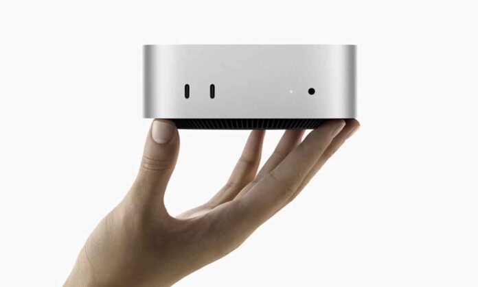 The new M4 Mac Mini is the size of an Apple TV at 5" by 5"