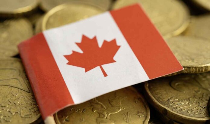 Canada Flag on gold coins