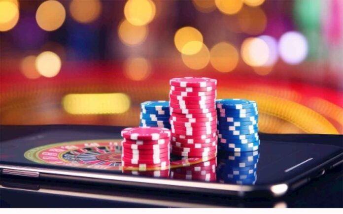 casino chips on smartphone