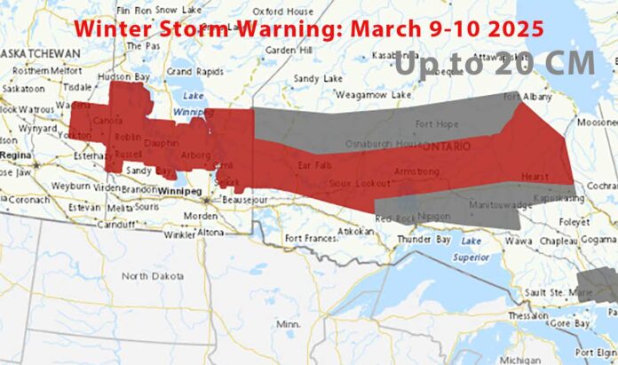 Snowfall warning in effect! Up to 20 cm expected Monday with reduced visibility. Travel with caution!